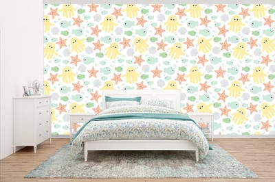 Behang - Fotobehang Zeedieren - Baby - Schelpen - Breedte 500 cm x hoogte 280 cm