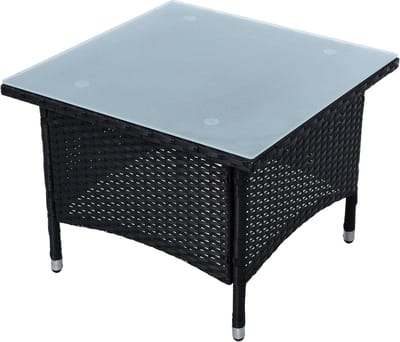 Polyrotan bijzettafel - Tuintafel rotan koffietafel - Buitenmeubilair - UV- en weerbestendig - 58x58x45 cm - Zwart