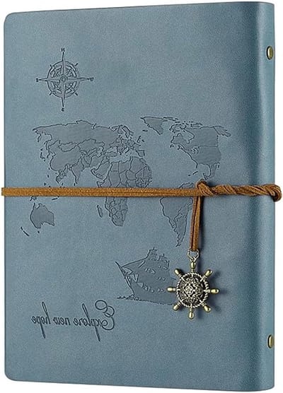Lege notitieboek met 200 pagina's, vintage reisdossier van PU leer, perfect voor creatief schrijven en aantekeningen
