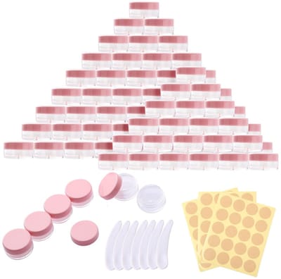 Dailygoods- Crèmepotje 5 ml - 71 Stuks - Doorzichtige Potjes - Potjes met Deksel - Reismonsterhouder - Hoogwaardig Plastic