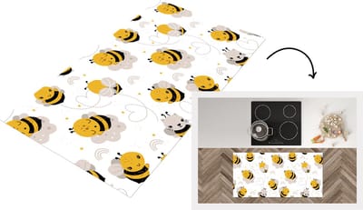 Keukenloper - Loper keuken - Bijen - Patronen - Kawaii - 120x60 cm - Keukenloper vinyl