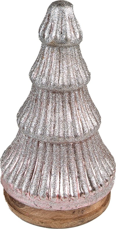 Clayre & Eef Kerstdecoratie Kerstboom 24 cm Roze Hout