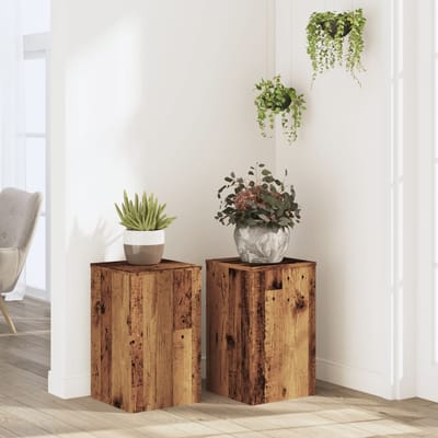 vidaXL - Plantenstandaards - 2 - st - 30x30x50 - cm - bewerkt - hout - oud - houtkleurig