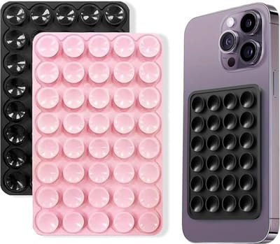 Zuignap voor mobiele telefoon, set van twee dubbelzijdige siliconen houders voor telefoonbevestiging, nuttige montageaccessoires voor video, keuken, badkamer en huis