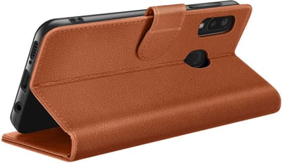 Zanae, Hoesje geschikt voor Galaxy A20e - Wallet Case & Magneetsluiting, Bruin