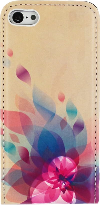 Mobilize Telefoonhoesje geschikt voor Apple iPhone 5C Hoesje | Mobilize Premium Magnet Flipcase | Pasjeshouder voor 1 Pasje | Telefoonhoesje voor Pinpas / OV Kaart / Rijbewijs - Fire Flower | Wit