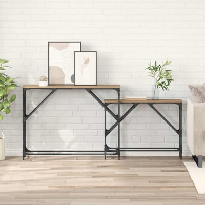 vidaXL - Wandtafel - 2 - st - Artisan - Eiken - 100 - x - 28 - x - 75 - cm - Bewerkt - hout