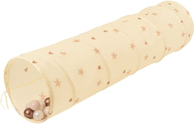 Selonis Jongens En Meisjes Speeltunnel met 100 ballen - Opvouwbare Constructie Met Metalen Strengen Draagtas - Stimuleert Kruipen Coördinatie Binnen En Buiten - Lichtbeige: Pastelbeige/Koperrood/Parel