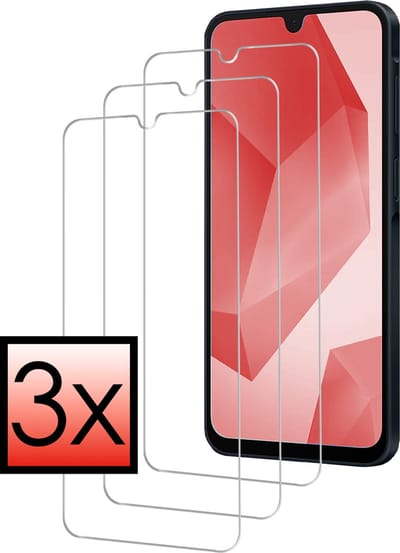 Screenprotector - 3 Stuks - Geschikt voor Samsung Galaxy A16 - Extra Sterk - Beschermglas - Gehard Glas - Tempered Glass - Screen Protector - Bescherm Cover