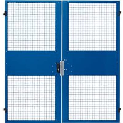 dubbele vleugeldeuren, voor gaas-scheidingswandsysteem, B 2000 x H 2070 mm, blauw
