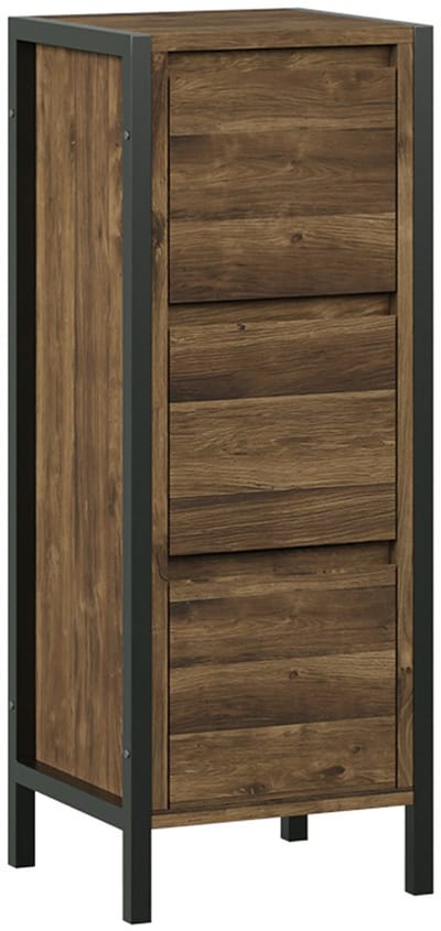 Vicco Naola Halfhoge kast – 30 x 80 cm met 3 laden Eiken/zwart
