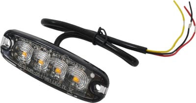 LED Flitslamp 4 LEDs oranje slimline R65 R10 15W 12V / 24V inbouwflitser