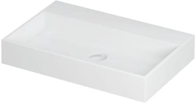 INK United Wastafel Porselein Zonder Kraangat incl. Porseleinen Click Plug en Verborgen Overloop Systeem - 700x450x110 mm - Mat Wit