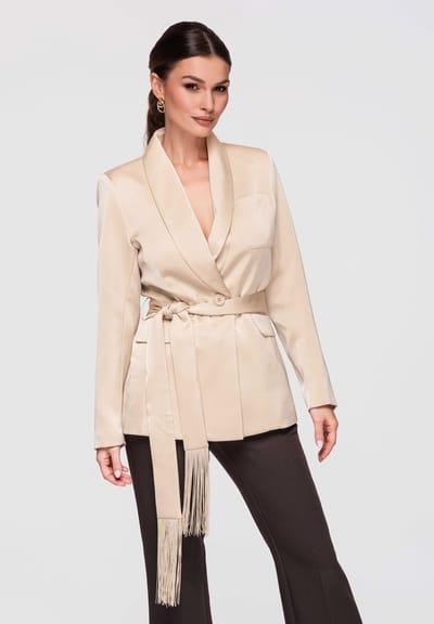 OMBRE Blazer - Slim Fit - Lange Mouw - Knopen Lichtbeige M