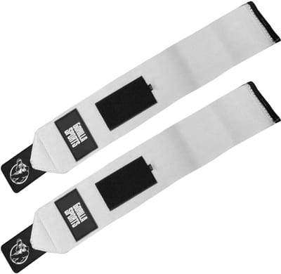 Gorilla Sports Polsbandage - 45 cm - Verstelbare Klittenbandsluiting - Elastisch & Duurzaam - Voor Krachttraining & Gewichtheffen - Grijs
