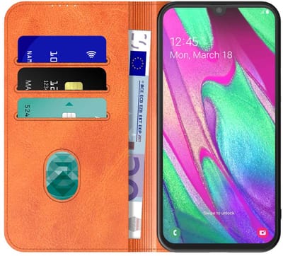 Geschikt voor Samsung Galaxy A40 Telefoonhoesje Bruin Kunstleer Met Magnetische Sluiting - Portemonnee BookCase Met Pasjeshouder - ProtX