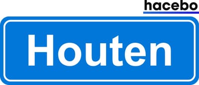 Hacebo - Plaatsnaam Sticker - 29x10 CM - Houten sticker - Verkeersborden sticker - grappige cadeaus - Houten