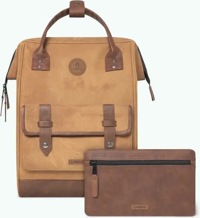 CABAIA vrije tijd rugzak rugzak met laptopvak Adventurer Waxed Cotton Backpack 18L Colombo Lichtbruin
