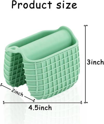 Mini-siliconen ovenwantenset, ovenwanten met warmte-isolatie, ovenwanten voor koken en bakken in de keuken, ter bescherming van vingers. Mini-ovenhandclips worden per paar verkocht (vierkant-groen).