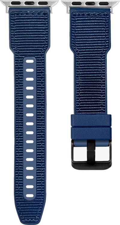 Hybride nylon-siliconen bandje - geschikt voor Apple Watch series 1/2/3/4/5/6/7/8/9/10/11/ SE (1,2,3) / Ultra (1,2,3) met maat 44 mm / 45 mm / 46 mm / 49 mm - blauw