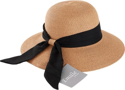 Emilie collection - hoed - riet - beige - strik zwart - bruiloft - strandhoed - zomerhoed