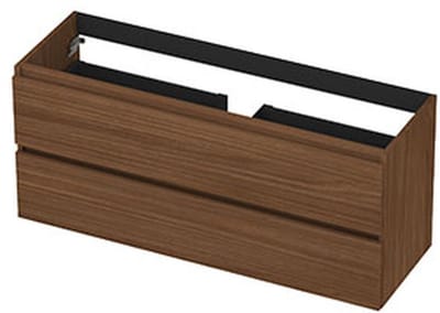 INK - Onderkast 2 Laden Greeploos met Houten Keerlijst - 1200x400x520 Mm - Warm Walnoot