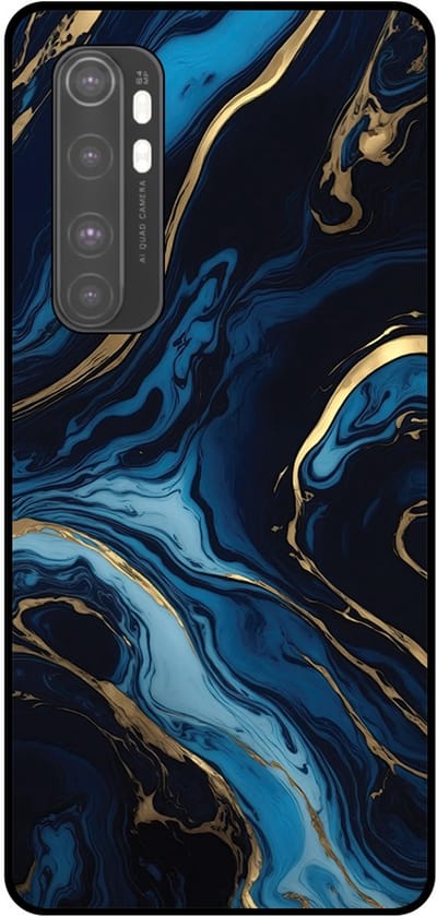 Smartphonica Telefoonhoesje Geschikt voor Xiaomi Mi Note 10 Lite met marmer opdruk - TPU backcover case gold blue marble design - Goud Blauw geschikt voor Xiaomi MI Note 10 Lite
