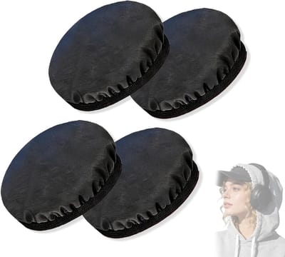 Set van 4 rekbare wasbare hoofdtelefoonhoezen van gebreide stof, diameter 9 cm, zachte oorkussens, geschikt voor 2,3 tot 3,4 inch hoofdtelefoons, comfortabel en beschermend