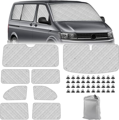 Camper Blind Set - Isolatie Gordijnen - Privacy & Temperatuur - 8-delig UV Bestendig - VW T5 T6 - Zilver