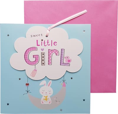 Wenskaart Geboorte Wolk "Sweet little girl"