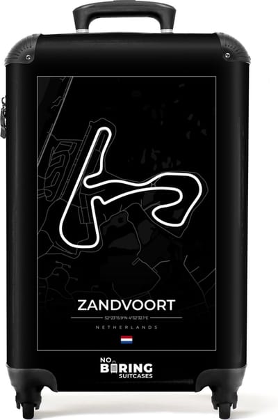 NoBoringSuitcases.com - Formule 1 koffer mannen zwart - Past binnen 55x40x20 cm en 55x35x25 cm - Origineel cadeau voor man - Trolley handbagage - Valiezen met wieltjes volwassenen - Carryon koffer - Reiskoffer op wielen F1 - Rolkoffer lichtgewicht