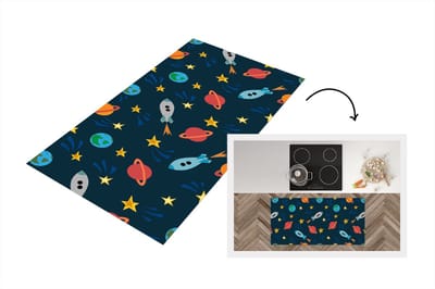 Keukenloper - Loper keuken - Patronen - Aarde - Ruimte - Raket - 120x60 cm - Keukenloper vinyl