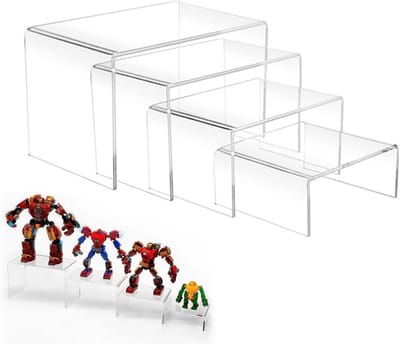 Transparante acryl displaystandaard, 4 stuks, rechthoekige afstandhouders voor sieraden, cosmetica en popfiguren, ideaal voor cupcakes en desserts