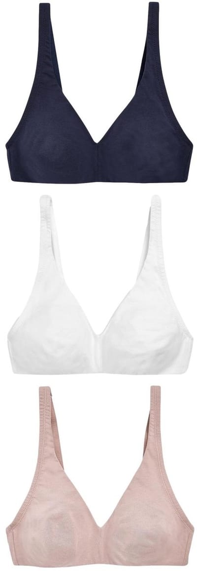 Next - Dames - Set van 3 Ultimate Comfort beha's van een katoenmix zonder vullingen en zonder beugel - Blauw