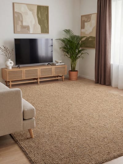 Elle Decoration - Rocco Wol look Vloerkleed - caramel / beige 80x150 cm