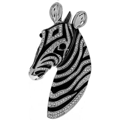 Klassieke Dames Heren Paleisstijl Zebra Volledig Kristal Speldjes Pins Vintage Casual Unisex Barok Dierlijk Middenontwerp Jas Spelden gray