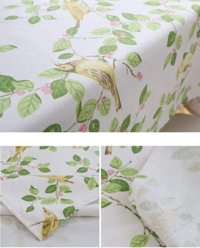 Tafelkleed Katoen Linnen - Decoratief Kleed - Eettafel Aankleden - Duurzaam Materiaal - 135x220 cm - Groen Blad
