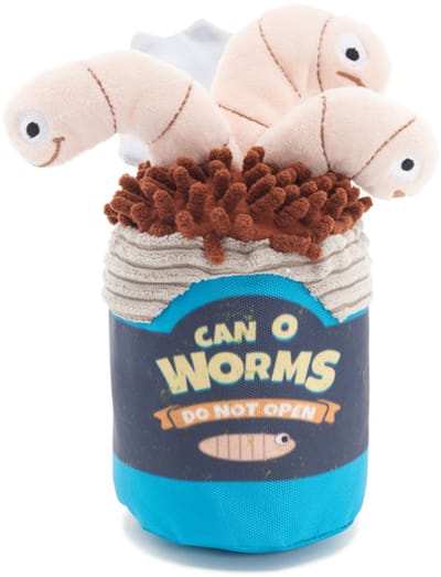 Bark live bait bites blik met wormen pluche 26x16x11 cm tot 20 kg