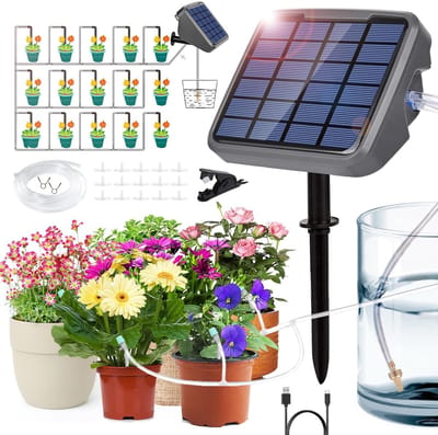 Oplaadbaar automatisch bewateringssysteem op zonne-energie – Tuinirrigatiesysteem met instelbare tijd en druppelirrigatie