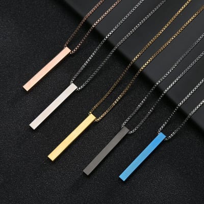 Mode Rechthoek Hanger Ketting Stainlees Stalen Ketting Voor Mannen Vrouwen Nieuwe Eenvoudige Hiphop Sieraden Mannelijke Accessoires Geschenken