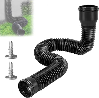 Dakgoot Verlengstuk - Regenpijp Uitbreiding - Waterafvoer Sturen - Flexibel Verstelbaar - 150 cm Lengte - Zwart
