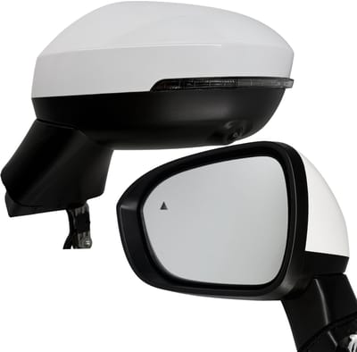BILMAX Rechter Buitenspiegel Vervanging voor Nissan Qashqai J12 2022–2025, Elektrisch Verstelbaar, Verwarmd, Elektrisch Inklapbaar, Met Richtingaanwijzer, Met Dodehoekassistent (BSM), Met Camera (360°), Material Wit, 9+1-Pins (Passagierszijde)