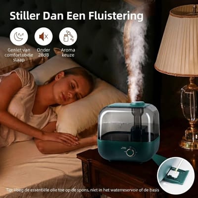 SP® Luchtbevochtiger - Ultrasoon voor baby's en planten - Aromatherapietablet - Groen - 25cm x 20cm x 25cm