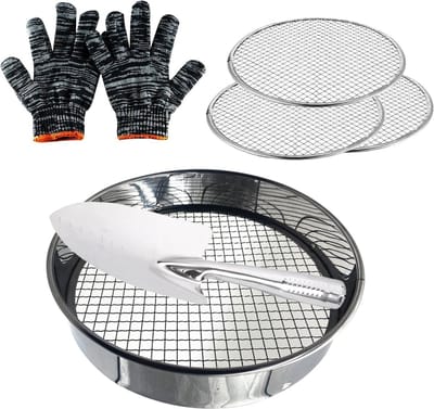 Compostzeef - 25 cm metaal - grondzeef voor tuin - tuingereedschap - stenen zeven - compostzeef - tuinpotzeef .