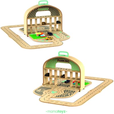 Mamatoyz Carpark garage - in koffer - hout