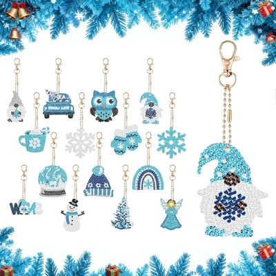 15 Stuks 5D Diamant Schilderen Kerst Hangers, DIY Sleutelhanger Set voor Kinderen en Volwassenen, Perfect voor Sleutels, Tassen en Kerstboom Decoratie
