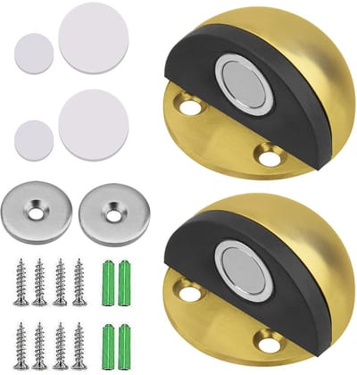 2x Magnetische Deursluiting - Deurstopper - Deur vastzetten - Deurstop - Deur dichtgooien - Deuropenhouder Magnetisch - Deurvastzetter - Zelfklevend/geperforeerd - Blinde Montage - RVS - Voorkomt stoten van de muur - Voor thuis en op kantoor - Goud
