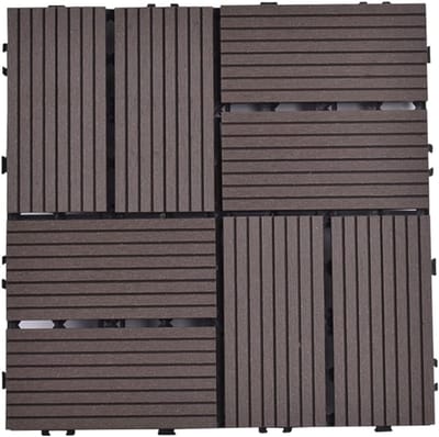Terrastegels Composiet - Tuintegels Vlonder - Buitenruimte Verfraaien - Kliksysteem Zonder Gereedschap - 7 Stuks - Koffiebruin