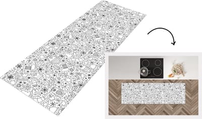 Keukenloper - Loper keuken - Design - Winter - Zwart - Wit - Kerst - 150x50 cm - Keukenloper vinyl