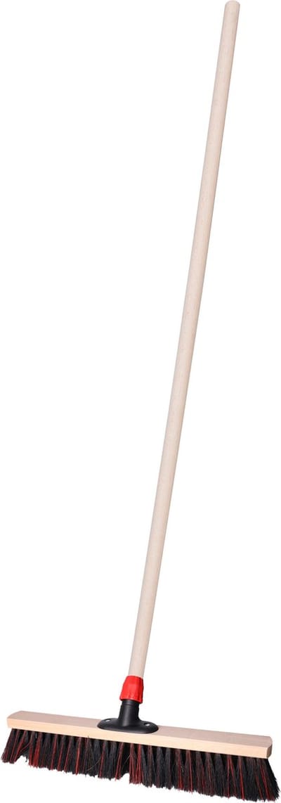 Straatbezem SAGA voor bestratingen en vlonders - Harde bezemkop - 50 cm breed - Houten steel van 130 cm